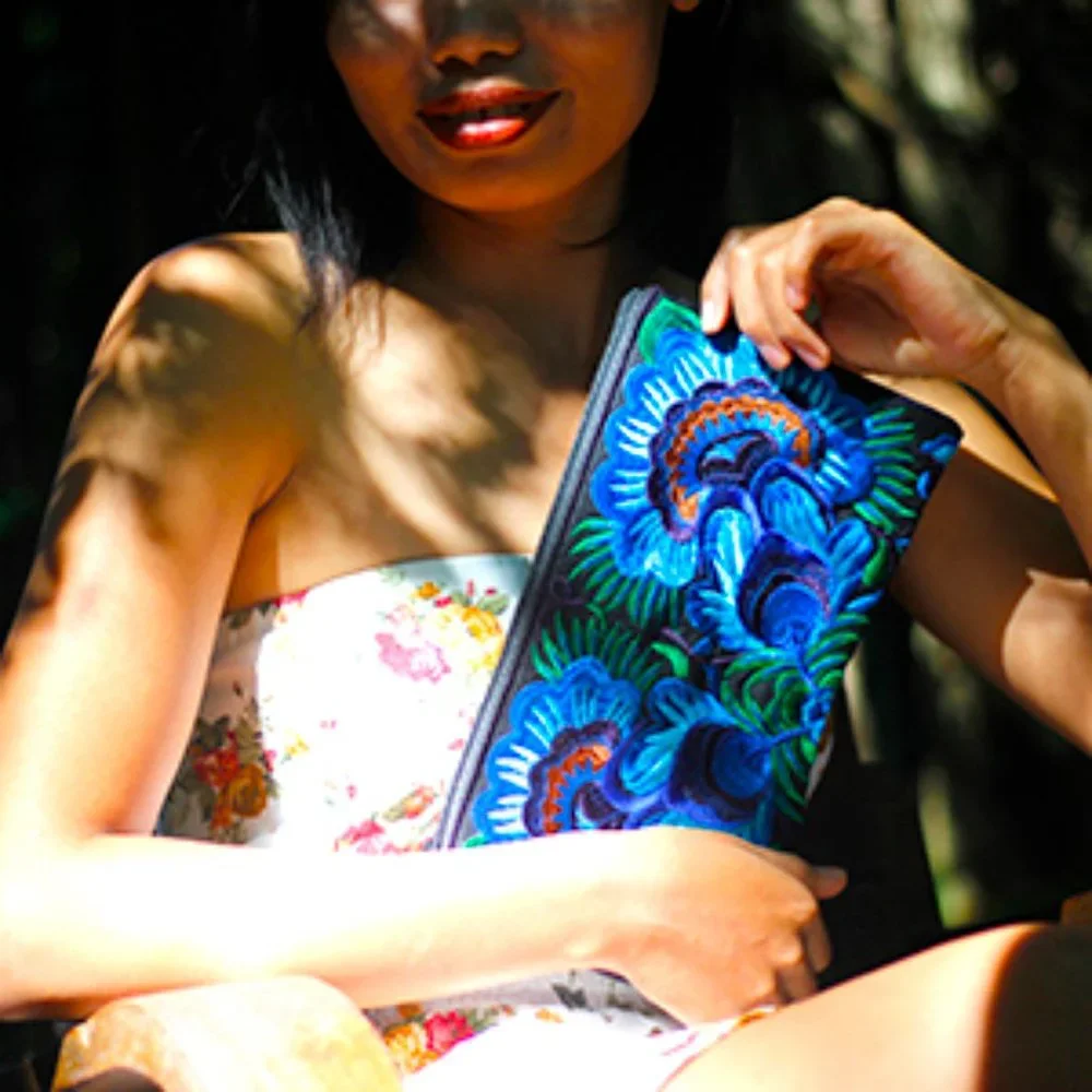 Thai Hand Crafted Artisan Embroidered Clutch